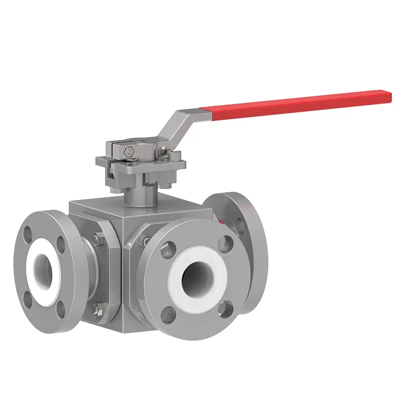 PTFE ngajurung klep bal tilu arah